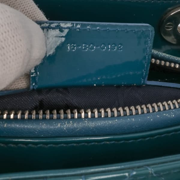 Pre-owned Dior Medium Patent Cannage Lady Dior Blue