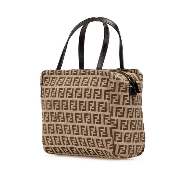 Pre-owned Fendi Mini Zucchino Canvas Handbag Brown