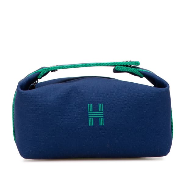 Pre-owned Hermès Small Toile Bride A Brac Blue