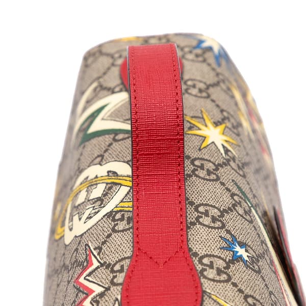 Pre-owned Gucci Small GG Supreme Web Childrens Top Handle Bag Brown