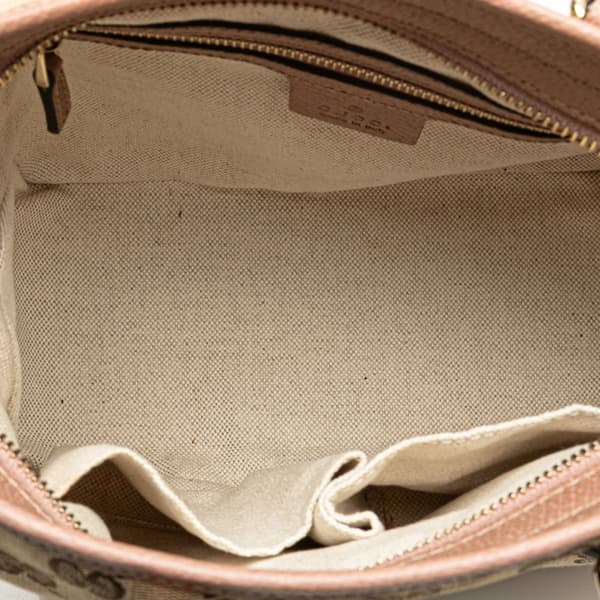 Pre-owned Gucci Small GG Canvas Bree Satchel Brown