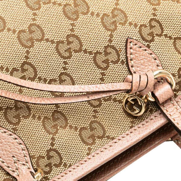 Pre-owned Gucci Small GG Canvas Bree Satchel Brown