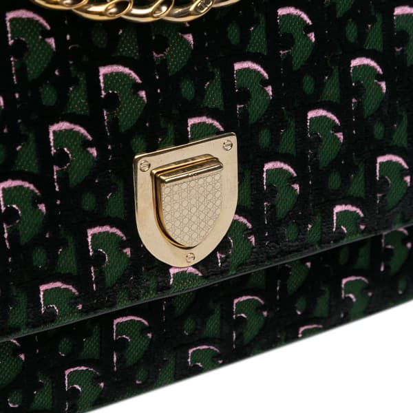 Pre-owned Dior Oblique Velvet Diorama Satchel Green