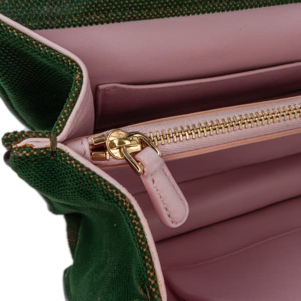 Pre-owned Dior Oblique Velvet Diorama Satchel Green