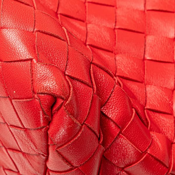 Pre-owned Bottega Veneta Nappa Intrecciato Handbag Red