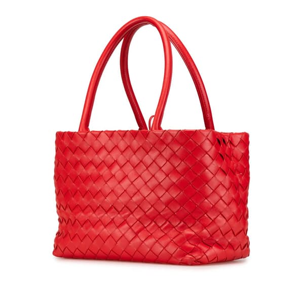 Pre-owned Bottega Veneta Nappa Intrecciato Handbag Red