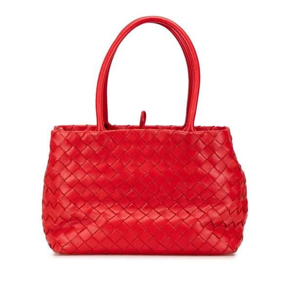 Pre-owned Bottega Veneta Nappa Intrecciato Handbag Red
