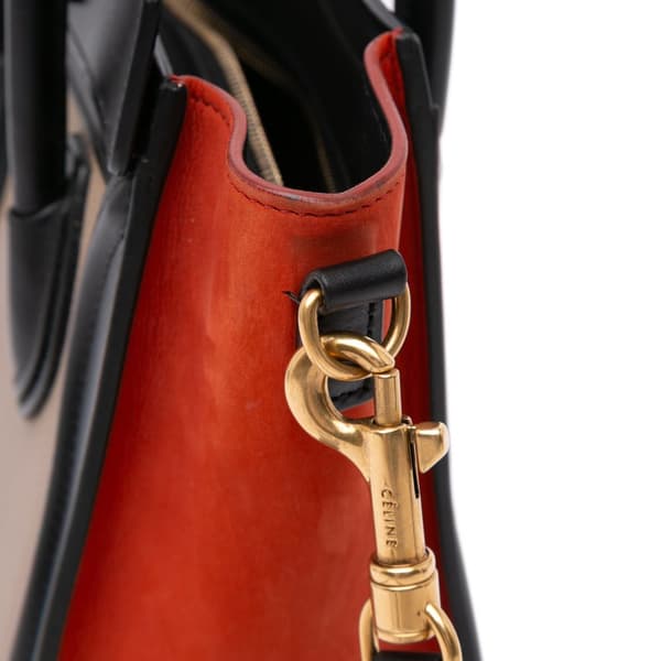 Pre-owned Celine Nano Tricolor Leather Luggage Tote Brown