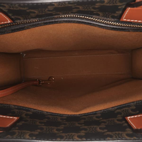 Pre-owned Celine Small Triomphe Coated Canvas Vertical Cabas Satchel Brown