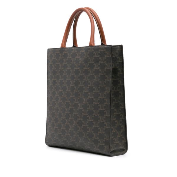 Pre-owned Celine Small Triomphe Coated Canvas Vertical Cabas Satchel Brown
