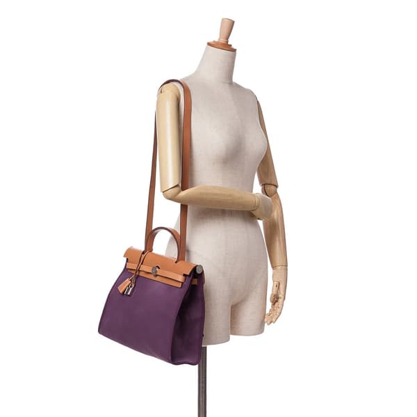 Pre-owned Hermès Toile Herbag Zip 31 Purple