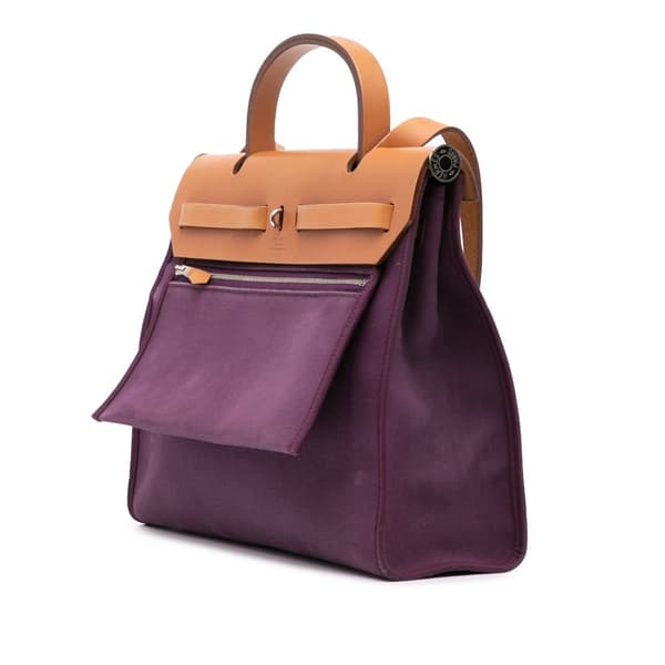 Pre-owned Hermès Toile Herbag Zip 31 Purple