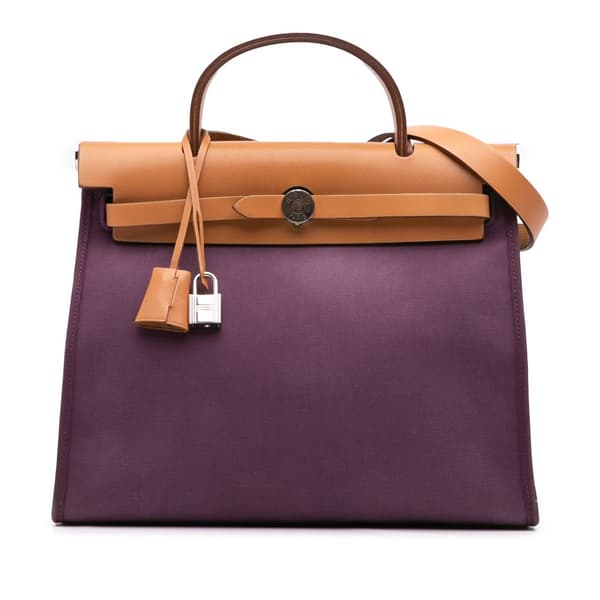 Pre-owned Hermès Toile Herbag Zip 31 Purple