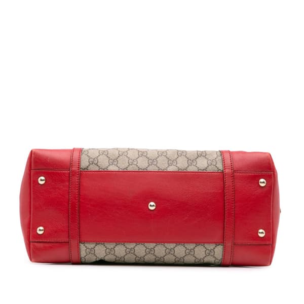 Pre-owned Gucci Large GG Supreme Nice Dome Satchel Brown