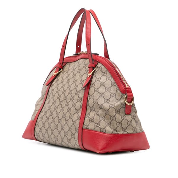 Pre-owned Gucci Large GG Supreme Nice Dome Satchel Brown