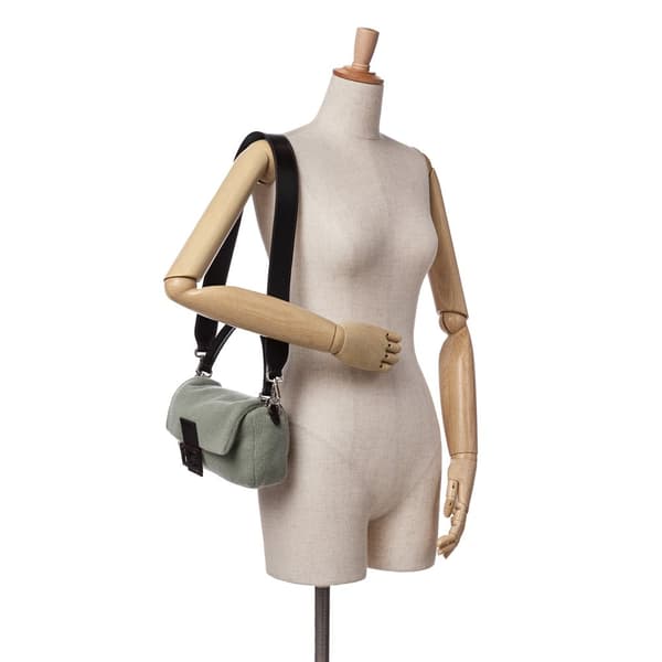 Pre-owned Fendi Cashmere Baguette Satchel Green