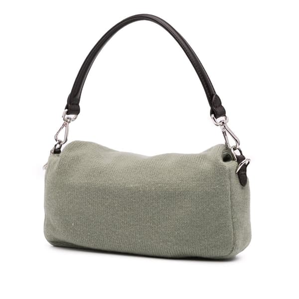Pre-owned Fendi Cashmere Baguette Satchel Green