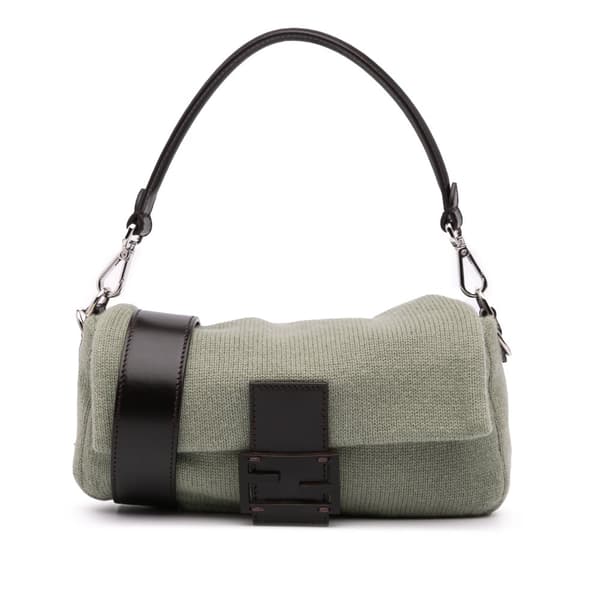 Pre-owned Fendi Cashmere Baguette Satchel Green
