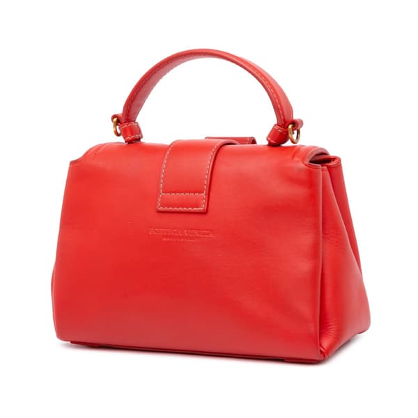 Pre-owned Bottega Veneta Mini Leather Piazza Top Handle Satchel Red