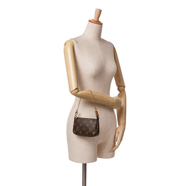 Pre-owned Louis Vuitton Monogram Mini Pochette Accessoires Brown