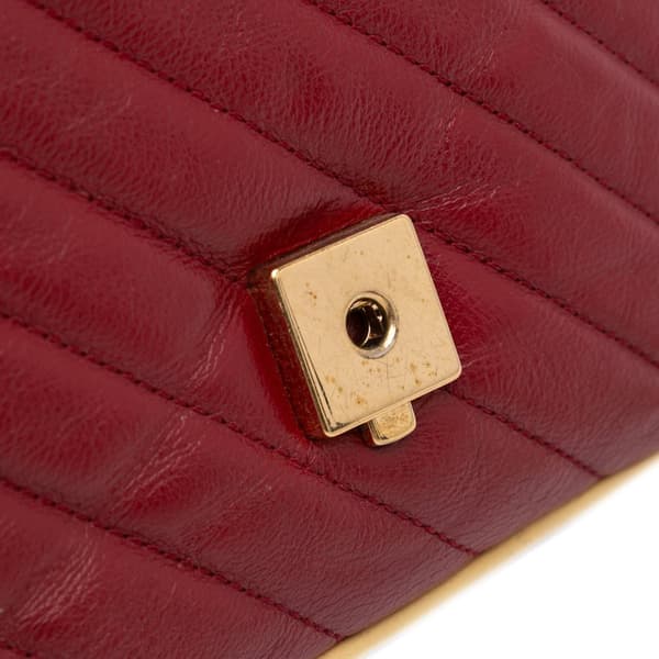 Pre-owned Gucci Mini Tricolor GG Marmont Matelasse Leather Torchon Top Handle Bag Red