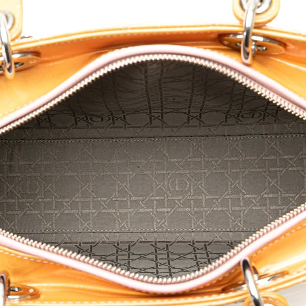 Pre-owned Dior Large Patent Cannage Lady Dior Brown