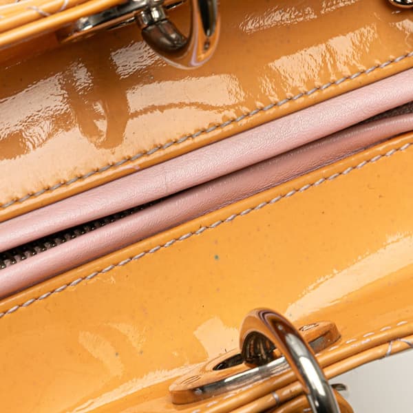 Pre-owned Dior Large Patent Cannage Lady Dior Brown