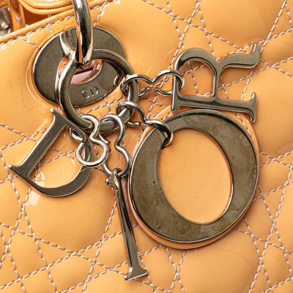 Pre-owned Dior Large Patent Cannage Lady Dior Brown