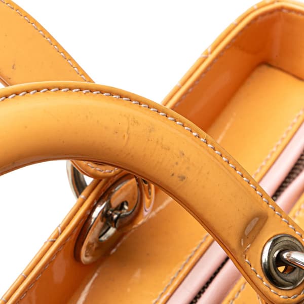 Pre-owned Dior Large Patent Cannage Lady Dior Brown