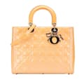 Miniatyrbild 1 av 10: Pre-owned Dior Large Patent Cannage Lady Dior Brown