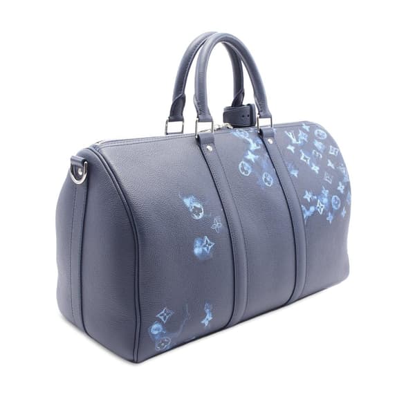 Pre-owned Louis Vuitton Monogram Ink Watercolor Keepall Bandouliere 40 Blue