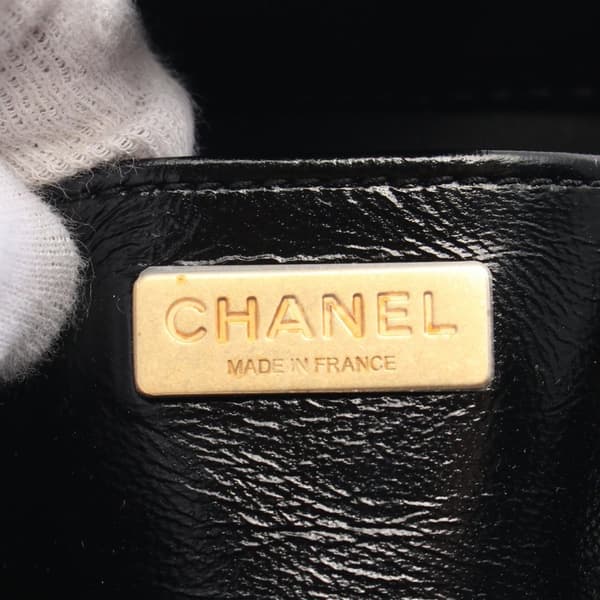 Pre-owned Chanel Small Quilted Shiny Lambskin Cocodoc Top Handle Bag Black