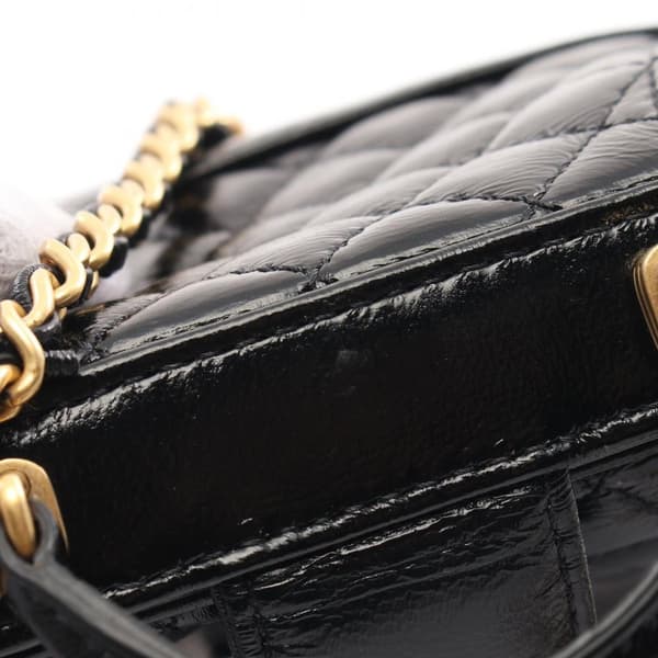 Pre-owned Chanel Small Quilted Shiny Lambskin Cocodoc Top Handle Bag Black