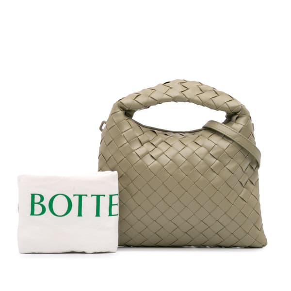 Pre-owned Bottega Veneta Mini Calfskin Intrecciato Hop Satchel Brown