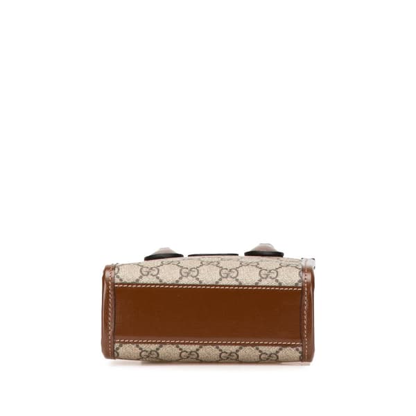 Pre-owned Gucci Mini GG Supreme Interlocking G Satchel Brown
