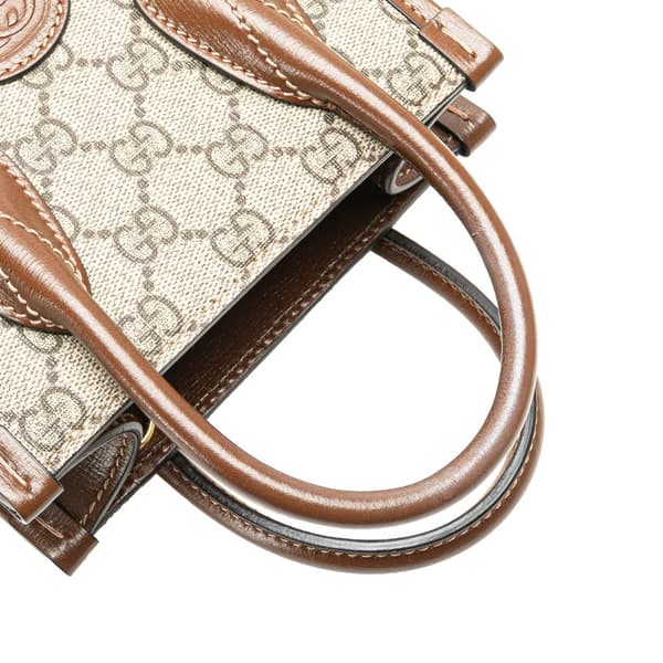 Pre-owned Gucci Mini GG Supreme Interlocking G Satchel Brown