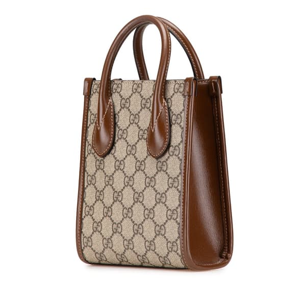 Pre-owned Gucci Mini GG Supreme Interlocking G Satchel Brown