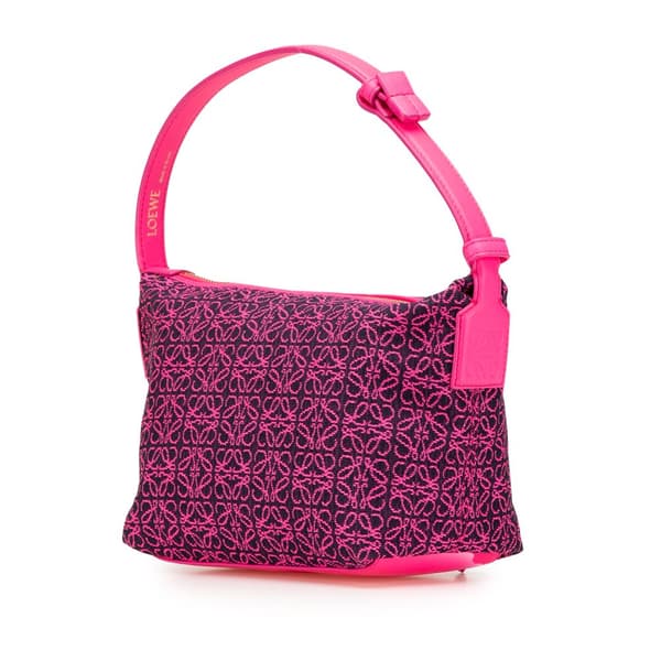 Pre-owned LOEWE Small Anagram Canvas Cubi Bag Pink