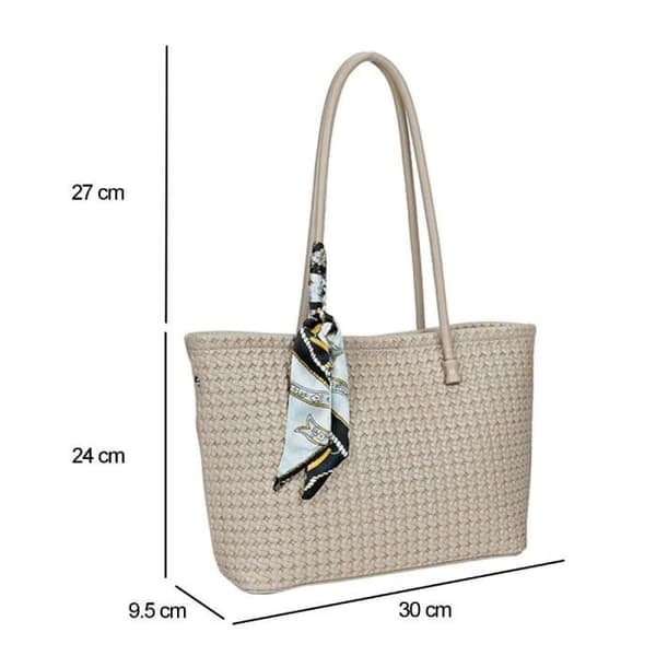 Väska för kvinnor med flätat mönster och gallantry scarf taupe