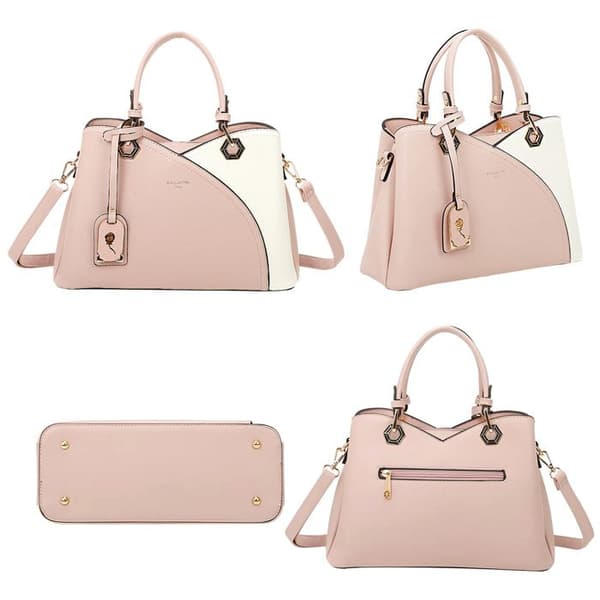 Elegant handväska för kvinna med grained effekt Gallantry Rose
