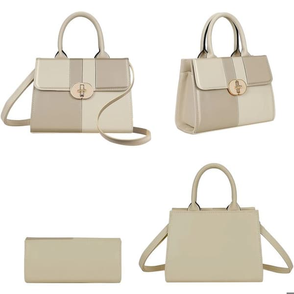Bivärgad Handväska för Dam med Elegant Axelband Gallantry Beige