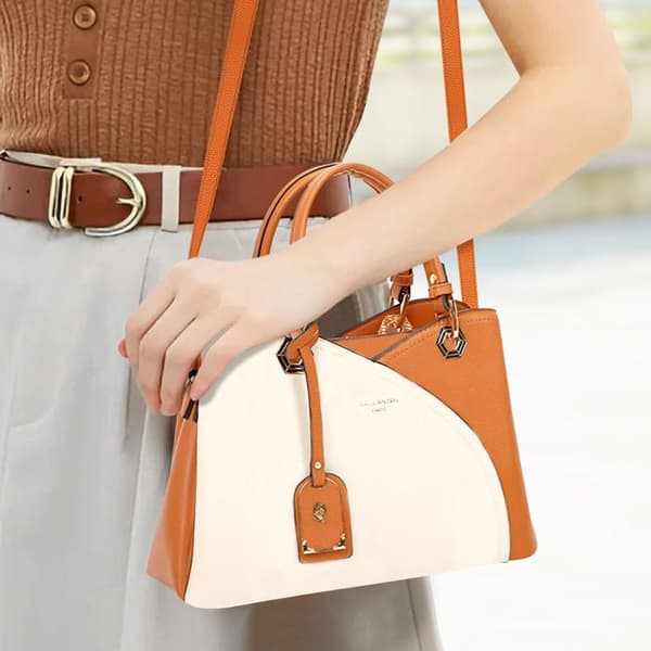 Elegant Handväska för Kvinna med Grainadeffekter Gallantry Beige