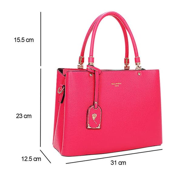 Handväska Cabas för kvinnor med en metallisk blomsterhängare Gallantry Fuchsia