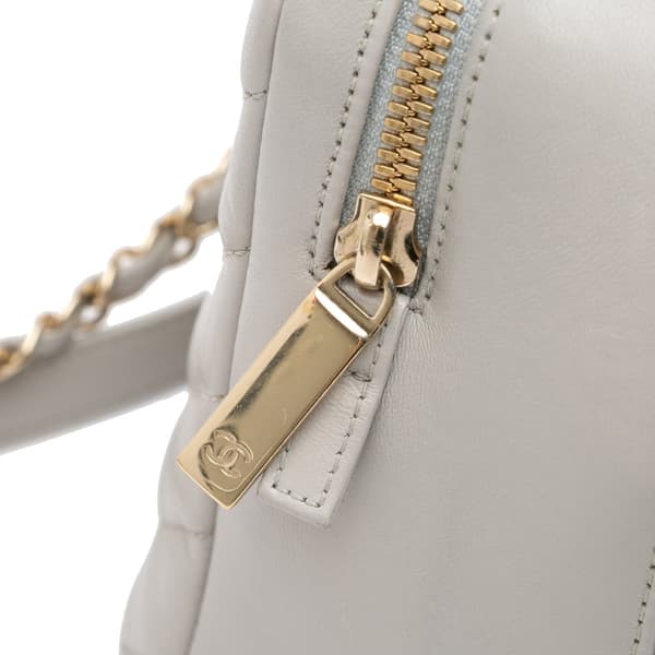 Pre-owned Chanel Medium Chevron Lambskin Trendy CC Bowling Bag Gray