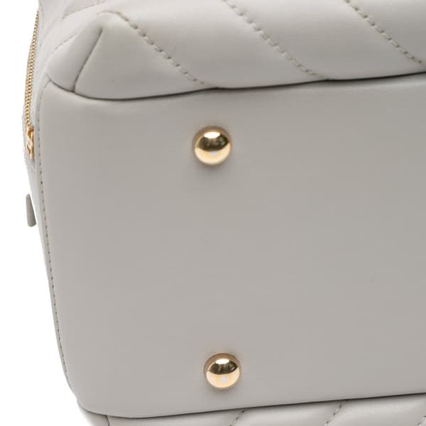 Pre-owned Chanel Medium Chevron Lambskin Trendy CC Bowling Bag Gray