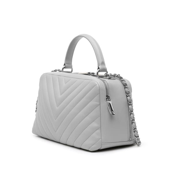 Pre-owned Chanel Medium Chevron Lambskin Trendy CC Bowling Bag Gray