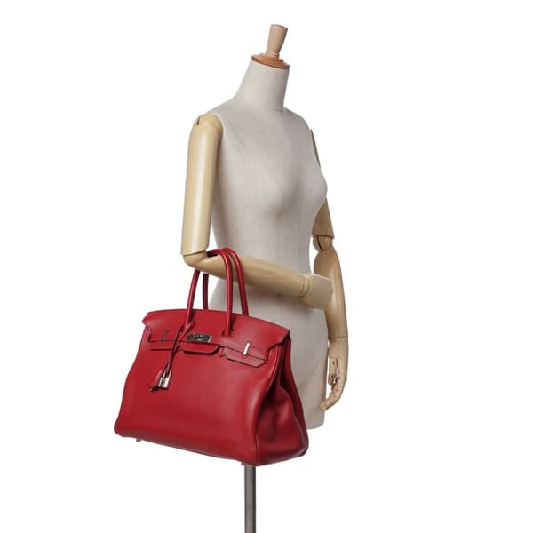 Pre-owned Hermès Togo Birkin Retourne 35 Red