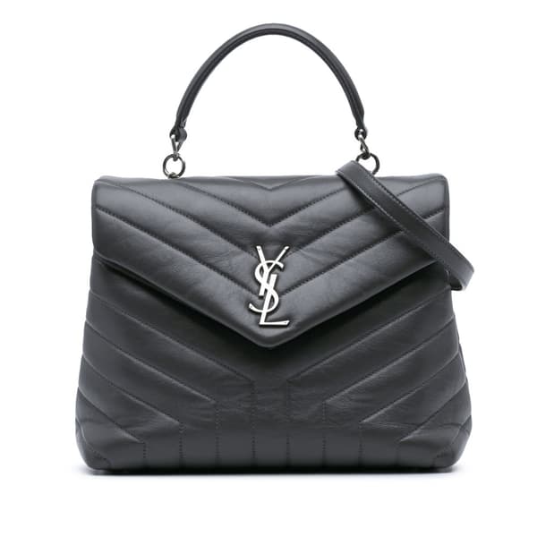 Pre-owned Saint Laurent Medium Leather Matelasse LouLou Satchel Black