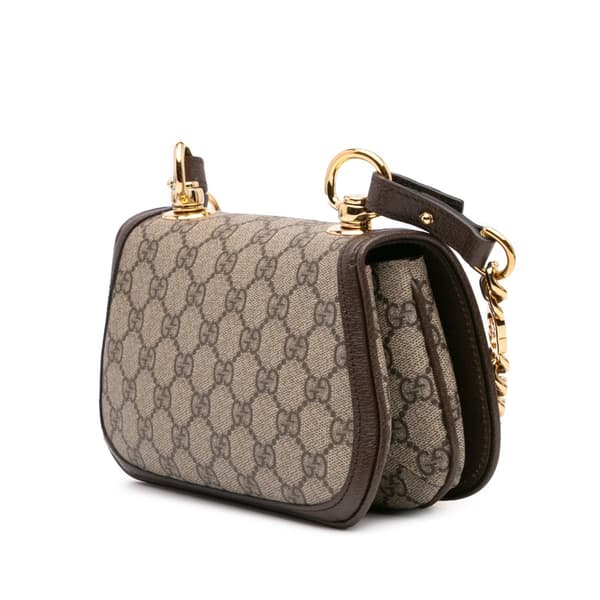 Pre-owned Gucci Mini GG Supreme Blondie Satchel Brown