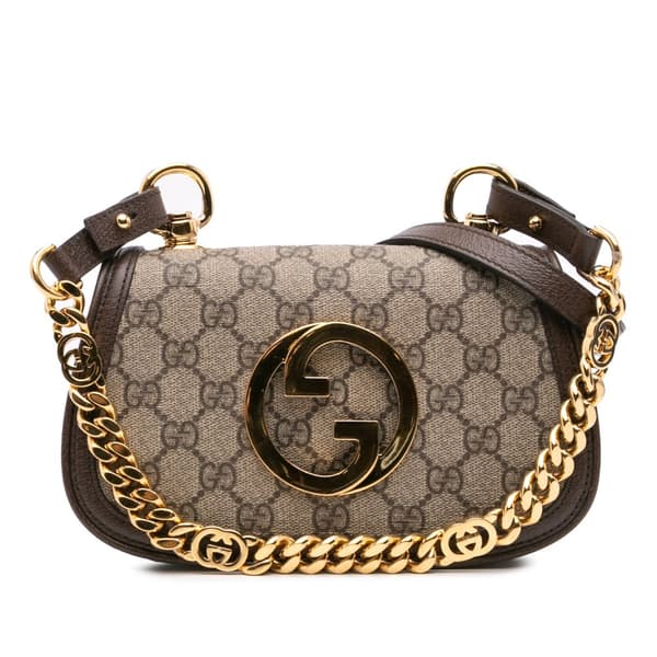 Pre-owned Gucci Mini GG Supreme Blondie Satchel Brown